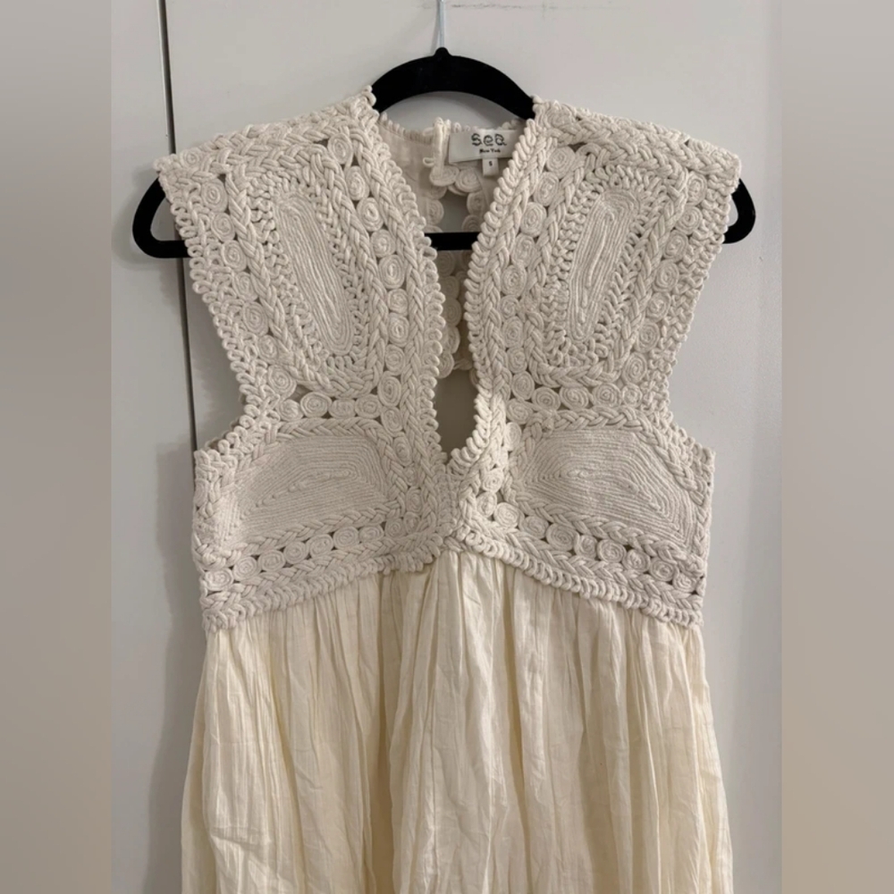 Women’s Cream Crochet Bodice Maxi Dress - Picture 5 of 5